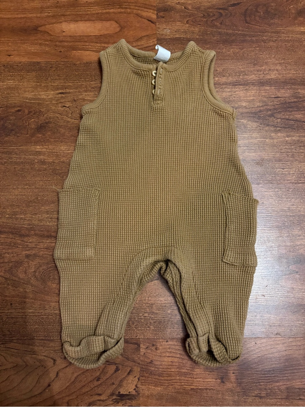 H&M Waffle Knit Sleeveless Romper in Camel Brown